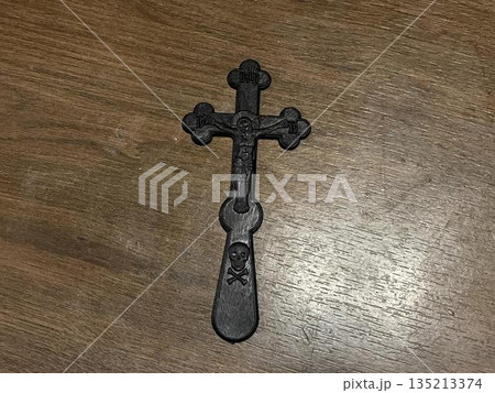 the crosses on the floor in the church. top view the crosses on the floor in the church. top view 135213374