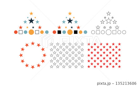 Assorted Star Patterns in Circular and Triangular Arrangements for Design and Branding. Assorted Star Patterns in Circular and Triangular Arrangements for Design and Branding. 135213686
