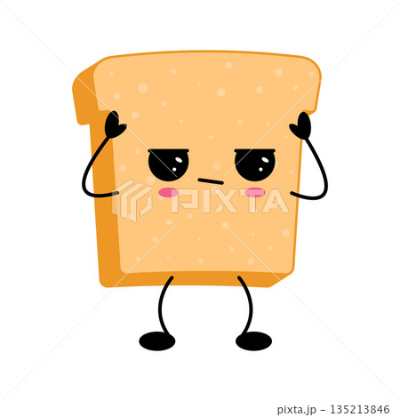 Cute kawaii toast bread cartoon character illustration 135213846