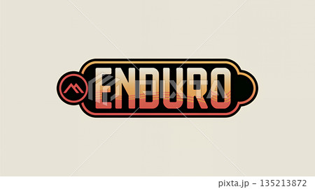 Enduro logo on beige background. Enduro word logotype. Enduro text icon. Enduro script symbol. 135213872