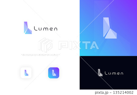 Line Geometric Logo Letter L Monogram Concept Design for Digital Science Architect Technology Startup Business Identity Branding Emblem Label with Modern Sans Serif Font Alphabet. Vector Illustration 135214002