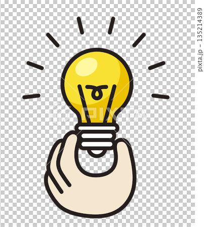 A light bulb and a hand. A businessman coming up with an idea. Discovery, realization, inspiration. A light bulb and a hand. A businessman coming up with an idea. Discovery, realization, inspiration. 135214389