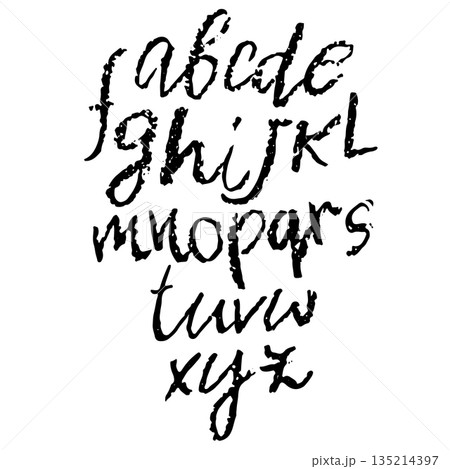 Real Hand Drawn Grunge Chalk Textured Font Real Hand Drawn Grunge Chalk Textured Font 135214397