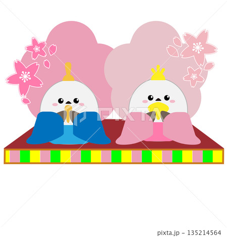 シマエナガひな祭りイラスト シマエナガひな祭りイラスト 135214564