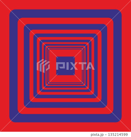 Red blue squares illusion. Background or ornament 135214599