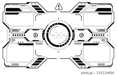 HUD sci-fi interface screen view black circular geometric design virtual futuristic technology creative display on white vector 135214604