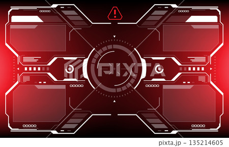 HUD sci-fi interface screen view white circular geometric design virtual futuristic technology creative display on red vector 135214605