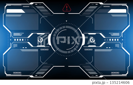 HUD sci-fi interface screen view white circular geometric design virtual futuristic technology creative display on blue vector 135214606