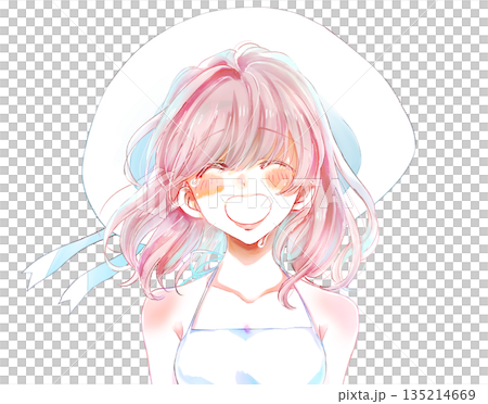 微笑又哭泣的夏日女子 135214669