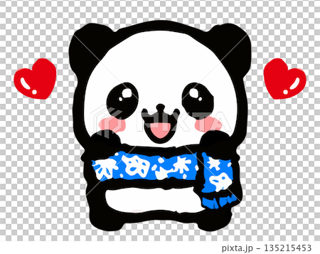 熊貓塗鴉插圖，冬日圍巾 2 135215453