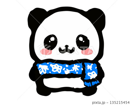 冬のマフラー姿のパンダの落書きイラスト素材3 冬のマフラー姿のパンダの落書きイラスト素材3 135215454