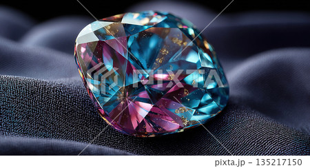 Vibrant alexandrite gem on a rich black velvet backdrop showcasing stunning color contrast 135217150