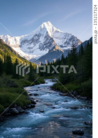 雪の山 雪山 ゆきやま 135217324