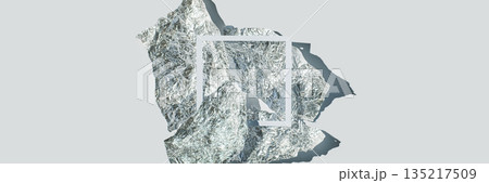 Abstract geometric arrangement of aluminum foil with white frame on gray Abstract geometric arrangement of aluminum foil with white frame on gray 135217509