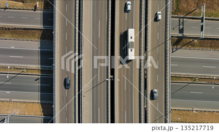 Road interchange or highway intersection. Junction transportation Road interchange or highway intersection. Junction transportation 135217719