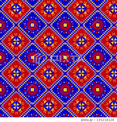 Mexican background - multi-colored Latin American diamond pattern 135218128