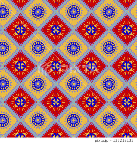 Mexican background - multi-colored Latin American diamond pattern 135218133