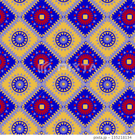 Mexican background - multi-colored Latin American diamond pattern 135218134