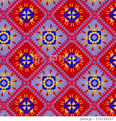 Mexican background - multi-colored Latin American diamond pattern 135218137