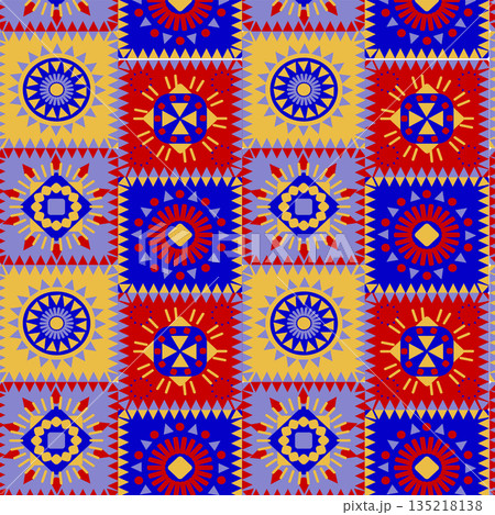 Mexican background - multi-colored Latin American diamond pattern 135218138