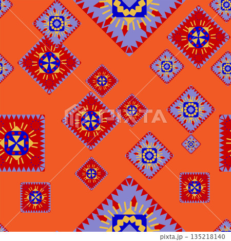Mexican background - multi-colored Latin American diamond pattern 135218140