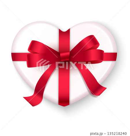 Realistic gift box with satin bow Realistic gift box with satin bow 135218240