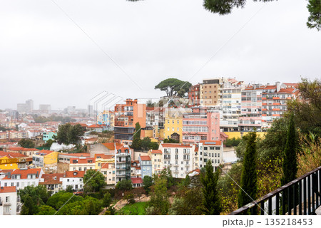 Colorful hillside view over historic Lisbon rooftops Colorful hillside view over historic Lisbon rooftops 135218453