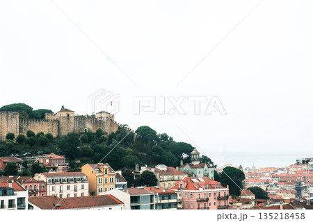 Colorful hillside view over historic Lisbon rooftops 135218458
