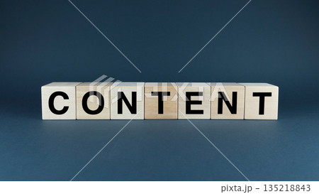 A conceptual image featuring wooden blocks spelling CONTENT A conceptual image featuring wooden blocks spelling CONTENT 135218843