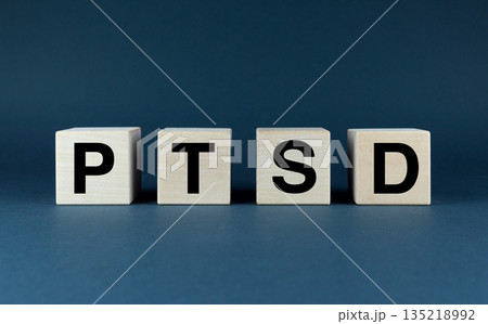 A conceptual image featuring wooden blocks spelling out the word PTSD A conceptual image featuring wooden blocks spelling out the word PTSD 135218992