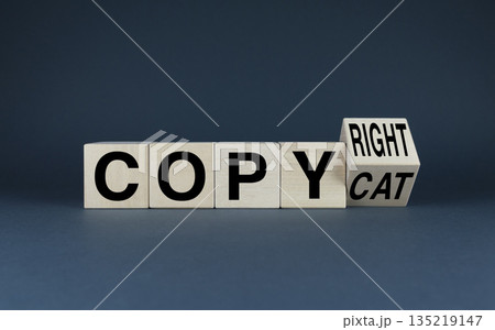Cubes form words Copycat or copyright. Business Concept Cubes form words Copycat or copyright. Business Concept 135219147