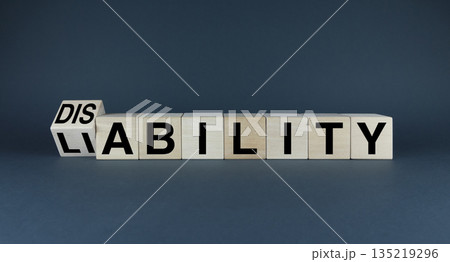 Disability - Liability. Cubes form words Disability - Liability. 135219296