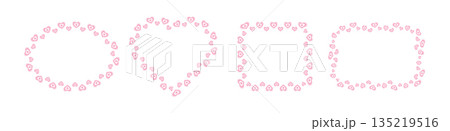 Geometric frames with soft blurred heart shapes. Romantic illustration for text, greeting cards and invitations for Valentine Day, Mothers Day and Women Day. Decorative border design. 135219516
