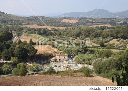Famous thermal waterfalls of Cascate del Mulino in Saturnia, Tuscany, Italy 135220034