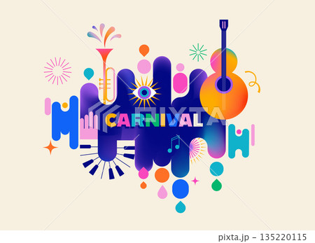 Colorful carnival and music festival poster and banner with abstract musical instruments Colorful carnival and music festival poster and banner with abstract musical instruments 135220115