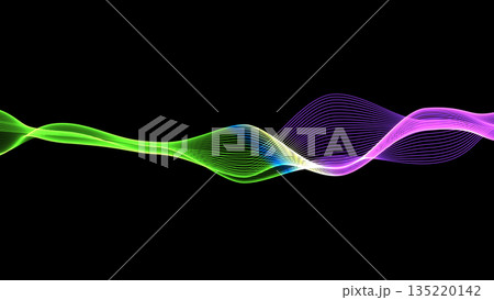 デジタルウェーブ・シンプル（抽象的でダイナミックな波形アート）JPG 黒背景 135220142
