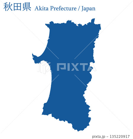 日本のベクターイラスト地図素材:秋田県全体地図 日本のベクターイラスト地図素材:秋田県全体地図 135220917