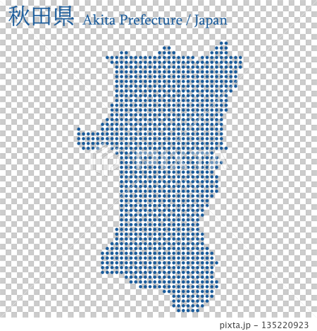日本のベクターイラスト地図素材:秋田県全体地図 日本のベクターイラスト地図素材:秋田県全体地図 135220923