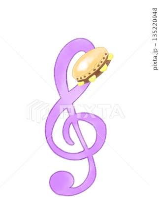 タンバリンの付いた音符 タンバリンの付いた音符 135220948