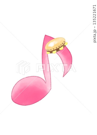 タンバリンの付いた音符 135221671