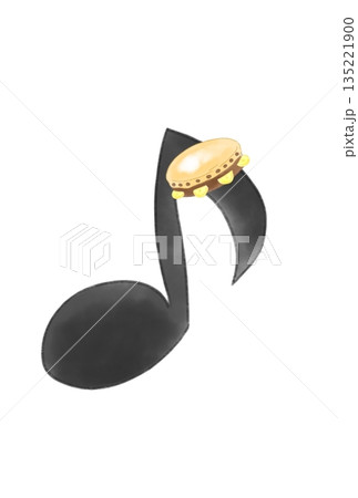 タンバリンの付いた音符 135221900