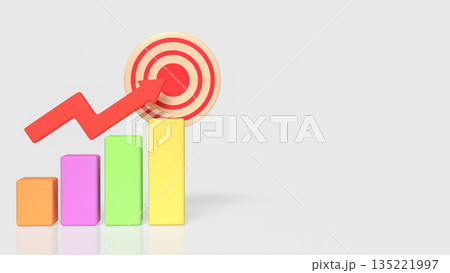Business Growth Target Achievement Concept with Rising Chart and Arrow 3d render. 135221997