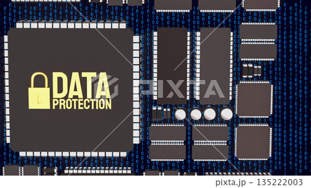Advanced Data Protection Technology on Secure Computer Chip 3d render. Advanced Data Protection Technology on Secure Computer Chip 3d render. 135222003