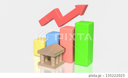Financial Growth Concept with Colorful Bar Chart and Upward Arrow 3d render. 135222025