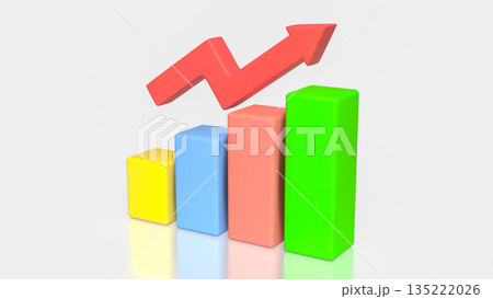 Business Performance Growth Concept with Colorful Bar Chart and Rising Arrow 3d render. 135222026