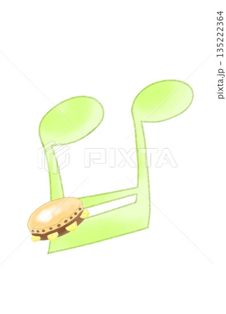 タンバリンの付いた音符 タンバリンの付いた音符 135222364