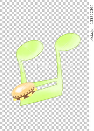 タンバリンの付いた音符 タンバリンの付いた音符 135222364