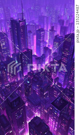 上空から見た、摩天楼のビル群 上空から見た、摩天楼のビル群 135224487