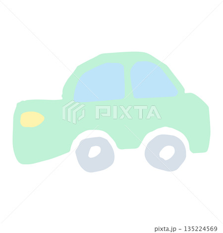 ふんわりパステル 車のイラスト素材|幼児向けやさしい手描きシリーズ ふんわりパステル 車のイラスト素材|幼児向けやさしい手描きシリーズ 135224569