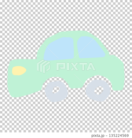 柔和的粉彩汽車插畫素材 | 適合幼兒的簡易手繪系列 135224569